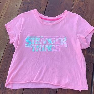 Tie Dye Stranger things logo cropped tee